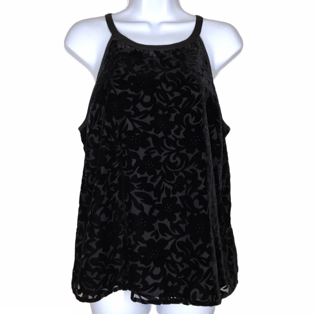 Brixton Ivy | Black Velvet Brocade High Neck Top